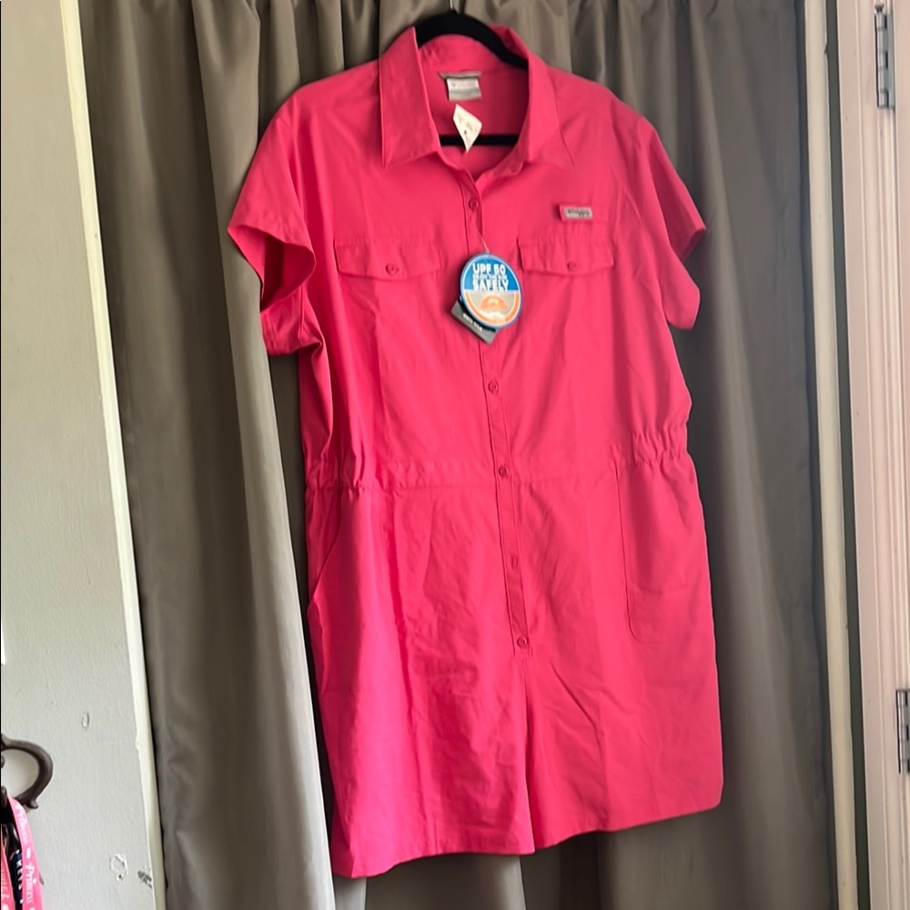 Columbia Vibrant Pink Short Sleeve romper/onesie